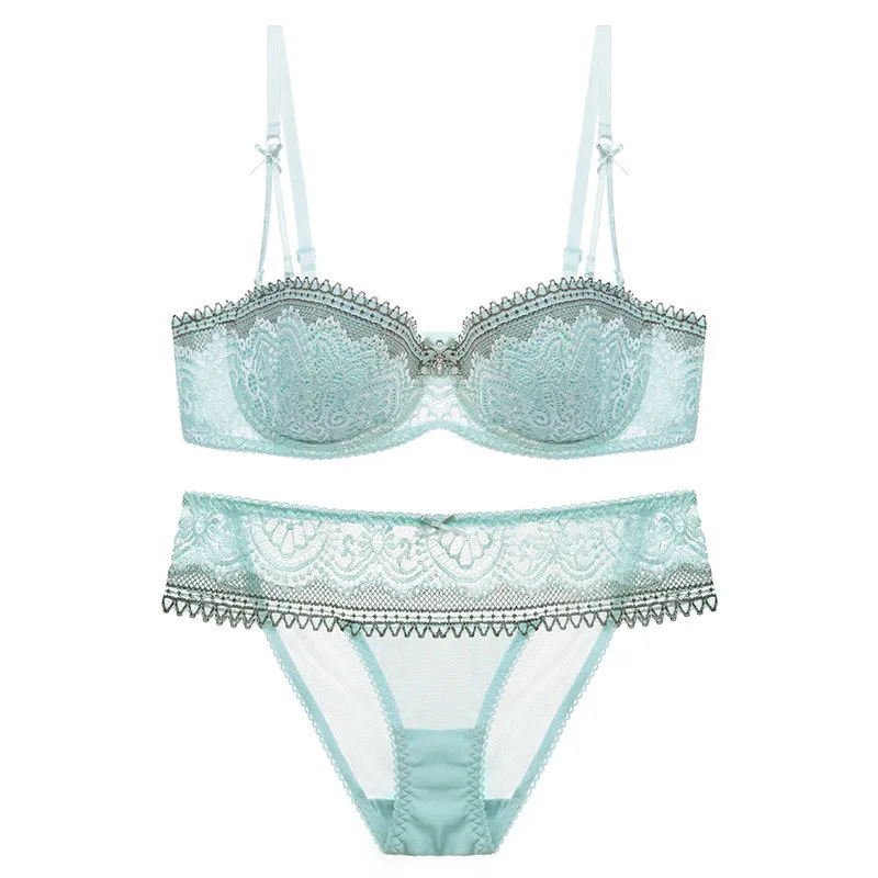 Varsbaby Floral Lace Half Cup Bra And Panty Set Sexy Fancy Bra