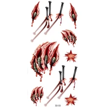 3d halloween maquiagem tatuagem flash garra pata ferida prego projeto de sangue vivid 3d etiqueta do tatuagem temporária à prova d’ água tatuagem falsa