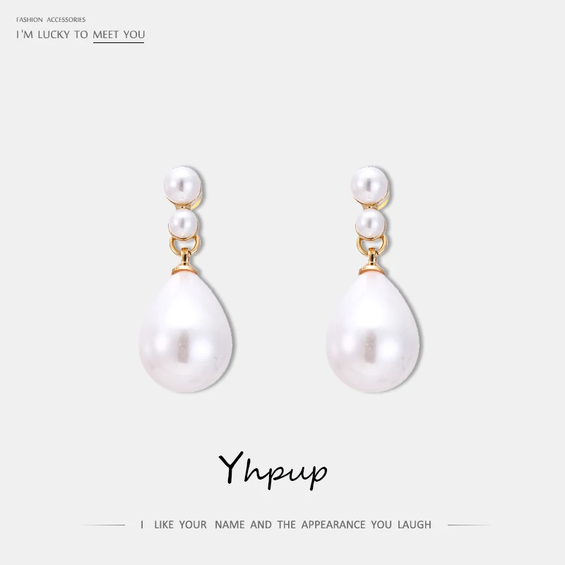 

Yhpup New Trendy Elegant Imitation Pearls Dangle Earrings Vintage Classic Zinc Alloy Palace Earring for Women Party Jewelry Gift