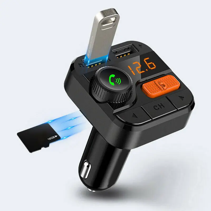 

Wireless Bluetooth 5.0 Car Doubel USB Charger LED FM Transmitter Radio The Cigarette Lighter Adapter 3.4A Fast Charger 2019 New