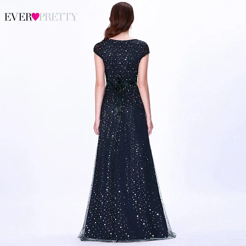 Длинное платье для выпускного вечера Ever Pretty EZ07650 женское элегантное темно-синее платье без рукавов с кружевной аппликацией и вышивкой из тюля Vestido Formatur