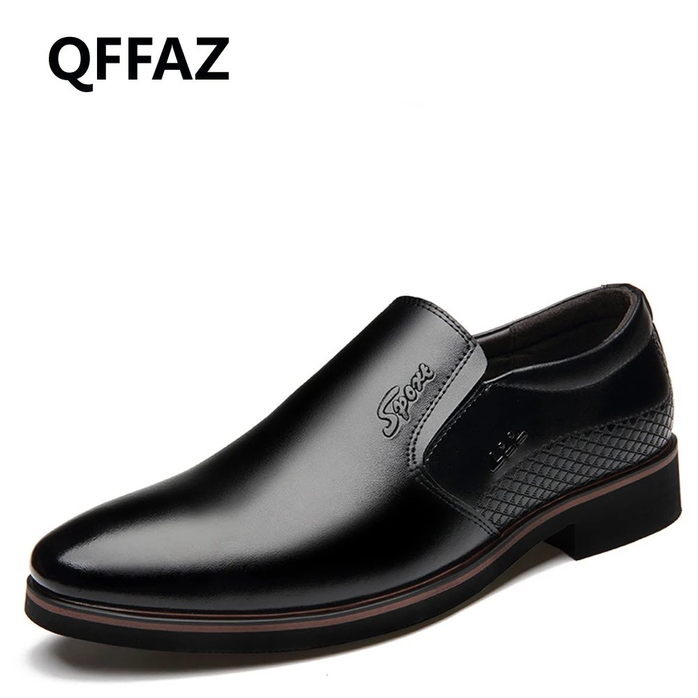 

QFFAZ 2018 New Fashion Wedding Shoes Men Pointed Toe Oxfords Man Dress Split Leather Shoes Formal Zapatos Hombre Casual Shoes