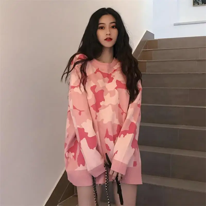 

Women's Sweater Harajuku Thick Ulzzang Casual Lazy Wind Loose Sweaters Retro Svitshot Girl Vintage Kawaii Jumper For Women