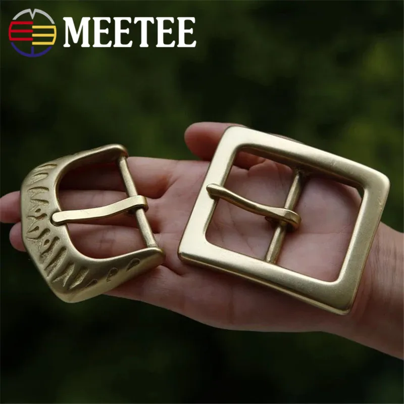 

Meetee 1pc 45mm Pure Copper Belt Buckles Solid Brass Pin Buckle Head for Belt 4.3-4.4cm DIY Leather Crafts Hardware Accessories