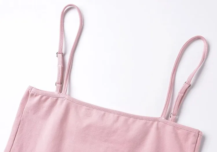 Women Cotton Spandex Spaghetti Strap Basic Tube Bodysuit Adjustable Cami Straps Bodysuit sexy bodysuit