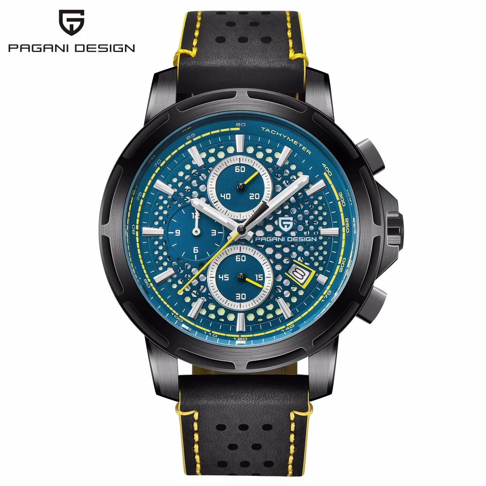 

PAGANI DESIGN 2018 New Fashion Quartz Watch Men Genuine Leather Strap Waterproof Luminous Chronograph Watch relogio masculino