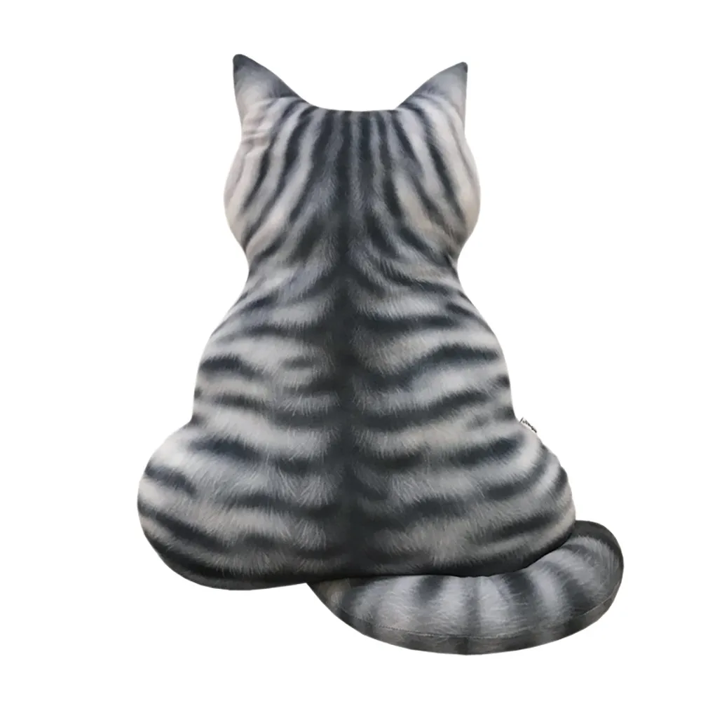 3D напечатанная кошка задняя Подушка плюшевая игрушка подарок имитация кошка подушка декоративная - Цвет: B