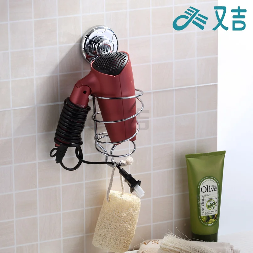 freeshipping Suction cup hair dryer rack bathroom shelf wall hairdryer
