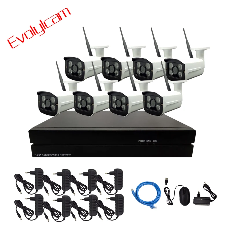 IP-камера Evolylcam 4/8 каналов 2 Мп 1080P Onvif P2P Wi-Fi | Безопасность и защита