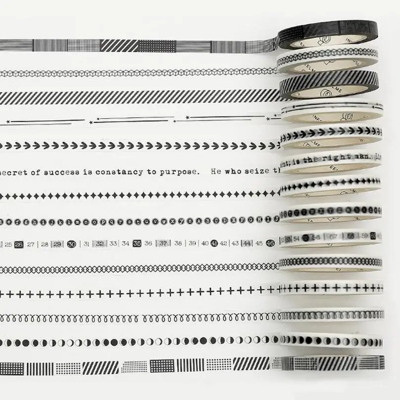 

1 Pcs 5 mm*7m Tape Black White set Dot,Arrow,Star Print Scrapbooking DIY Sticker Decorative Masking Japanese Washi Tape Paper