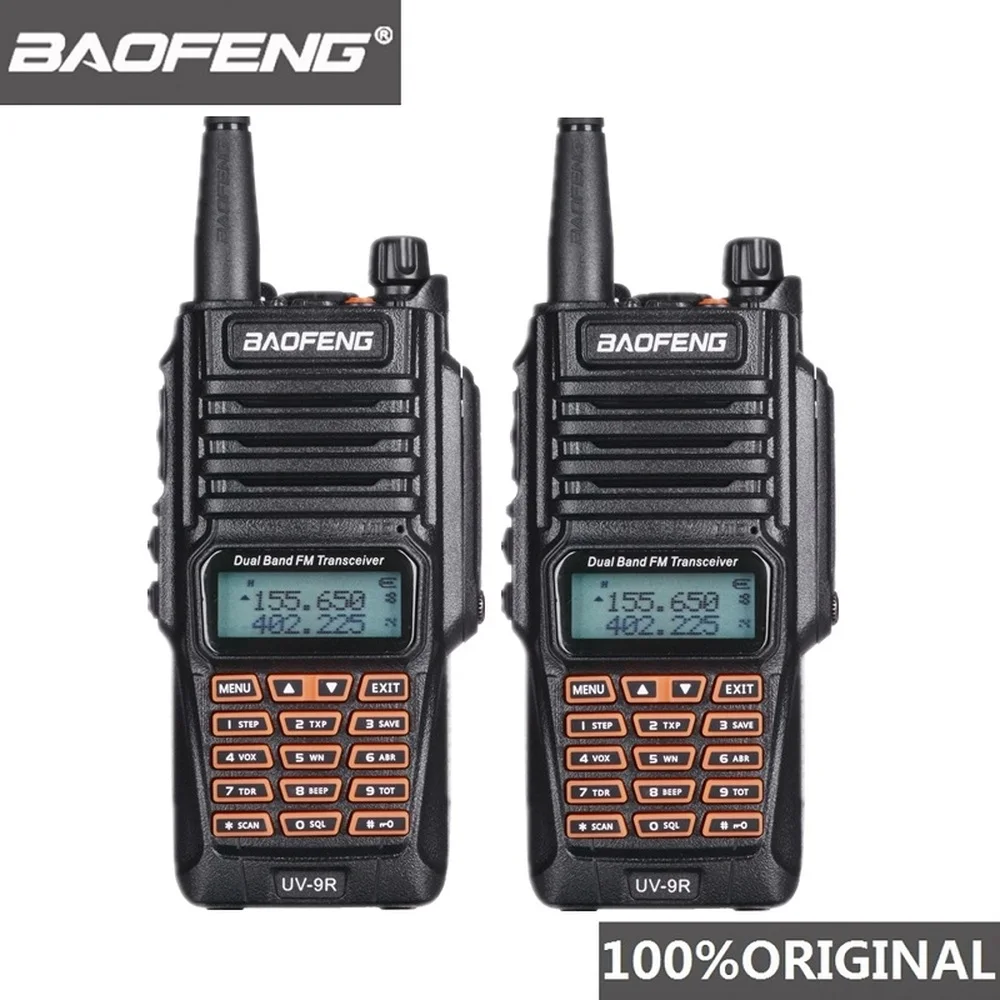 Оригинальные Портативный IP67 радио Baofeng UV-9R автомобиля портативной рации 2 шт. радиолюбительских УКВ UV9R Woki токи для охоты Водонепроницаемая рация