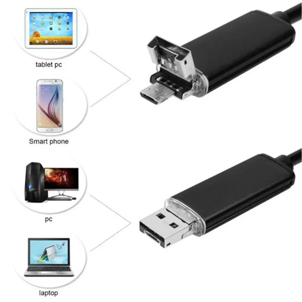 720P Автомобильный эндоскоп 8 мм Гибкая камера микро Usb 5 м Iphone для Windows & Macbook PC Android