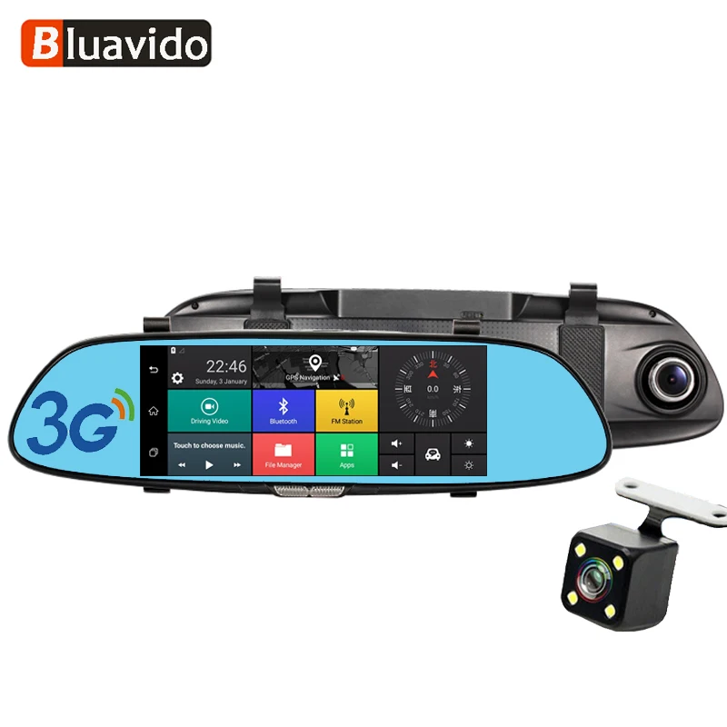 Bluavido 7 &quot3G Full HD 1080P Автомобильный видеорегистратор GPS навигация Bluetooth двойной