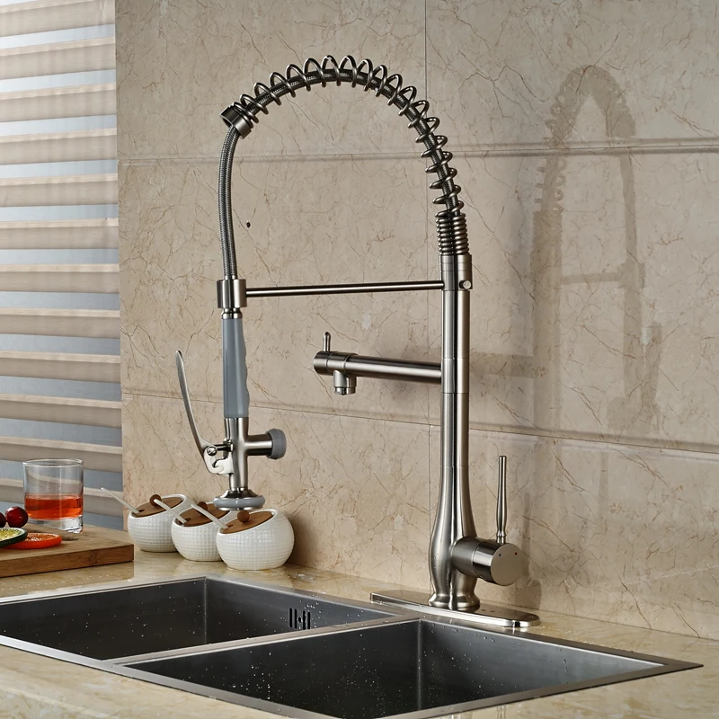 

Deck Mounted Single Lever Kitchen Faucet Taps Spring Handsfree Sprayer Head Kitchen Hot and Cold Mixer Faucet