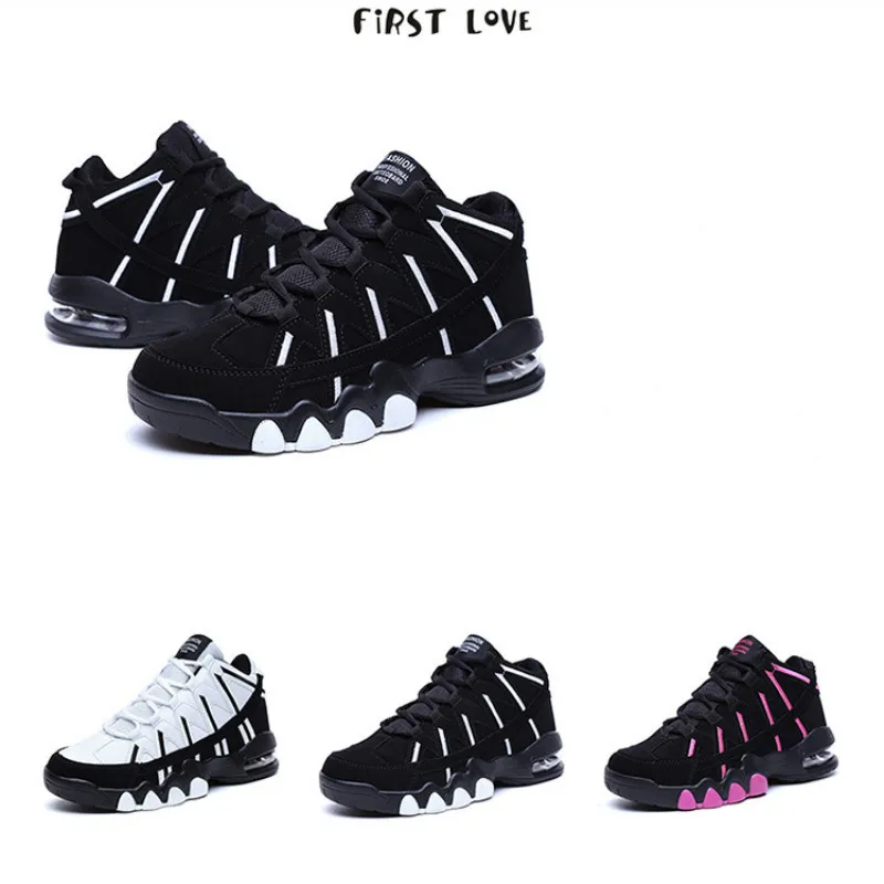 

Basketball shoes 2018 fall new style leather fabric sneakers men outdoor anti slip shock absorbing training women's shoes