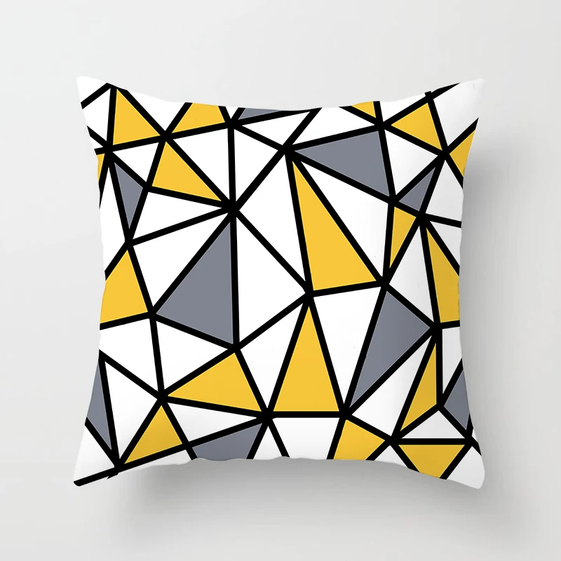 Fuwatacchi Yellow Geometric Cushion Covers Polyester Diamond Square Pillow Cases Linen Cotton Pillow Covers Bedroom Sofa