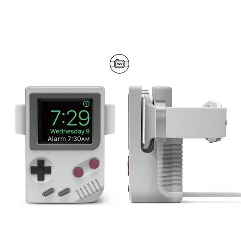 Для Apple Watch серии 1/2/3/4 charher, 42 мм, 38 мм, 40 мм 44 силиконовый чехол для телефона в виде ретро-игровой консоли Дизайн Стенд держатель док-станция - Цвет: Серый
