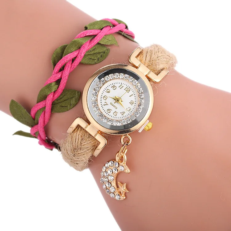 Модные Повседневные золотые циферблатные женские часы Роскошные кожаные кварцевые часы с браслетом наручные часы Reloj Mujer Relogio Feminino - Цвет: Розовый