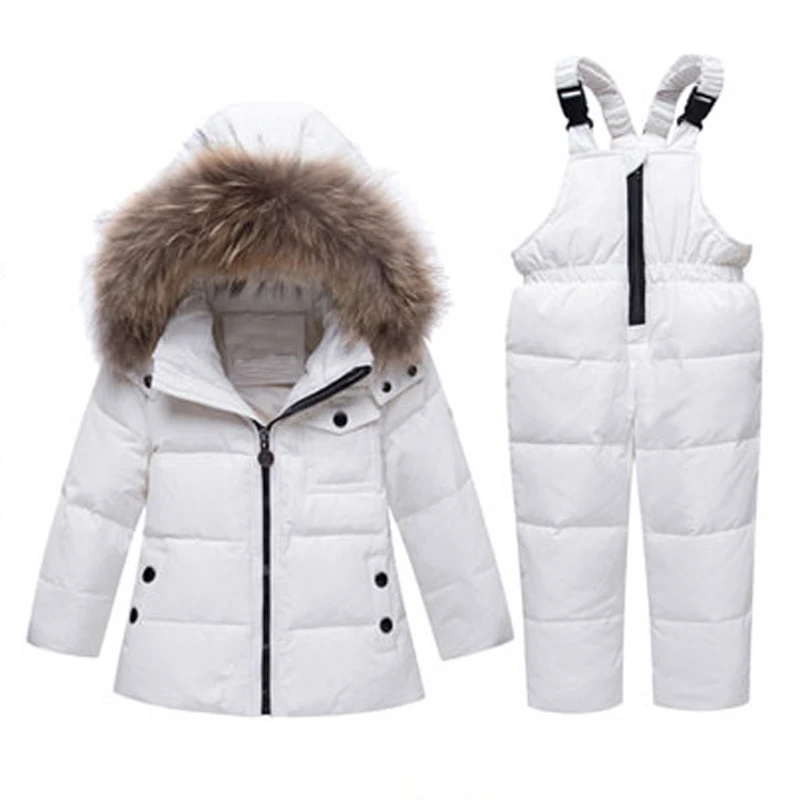 

Baby Boy Girl Winter Jacket Down Clothing Set Coat For Kids Infant Snowsuit Overcoat Fur Hooded Children Overalls Warm Clothes