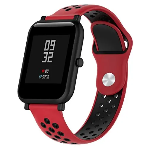 20 мм 22 мм ремешок для Huami Amazfit Bip band Силиконовый смарт-браслет аксессуары ремень для Xiaomi Amazfit Bip браслет ремешок - Цвет ремешка: Red black