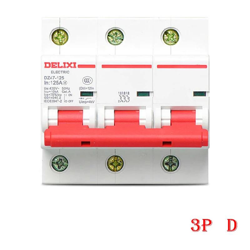 

Miniature Circuit breaker Air switch DZ47-125 DELIXI MCB 3Pole "D" Curvers 63A-125A 63A 80A 100A 125A