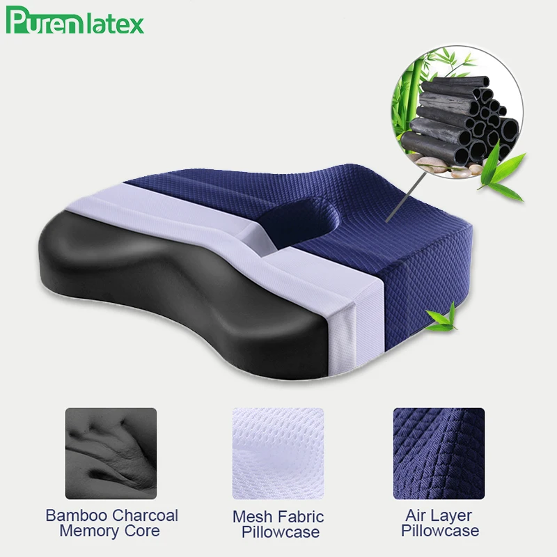 Purenlatex Подушка с эффектом памяти бамбуковый уголь офисное кресло ортопедическое