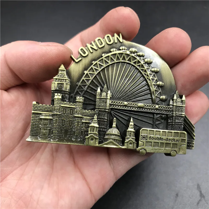 Venice Magnet Metal 3D Refrigerator Sticker Fridge Magnet Souvenir Berlin Castle Brazil Jesus Kitchen Magnet Sticker Home Decor - Цвет: UK