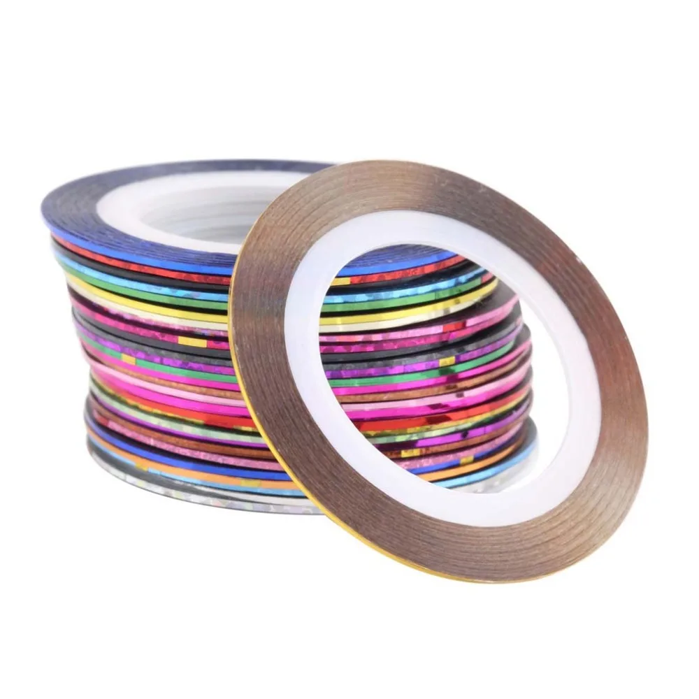 CLAVUZ 10 Шт. Разноцветные Rolls Чередование Ленты Линия DIY Nail Советы Art Украшения