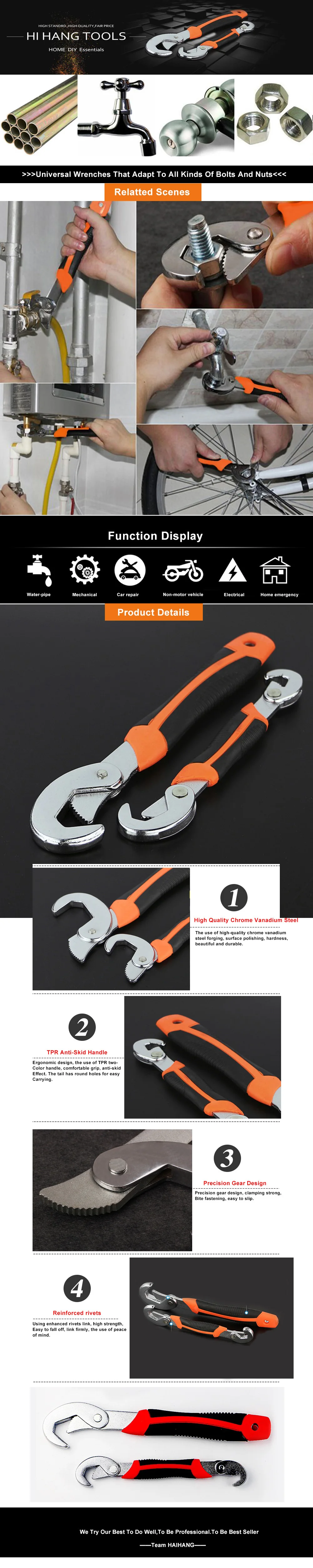 2pcs Multi-function Adjustable Wrench Universal Wrench A Set Of Keys Hand Tools multitool spanners set D2001