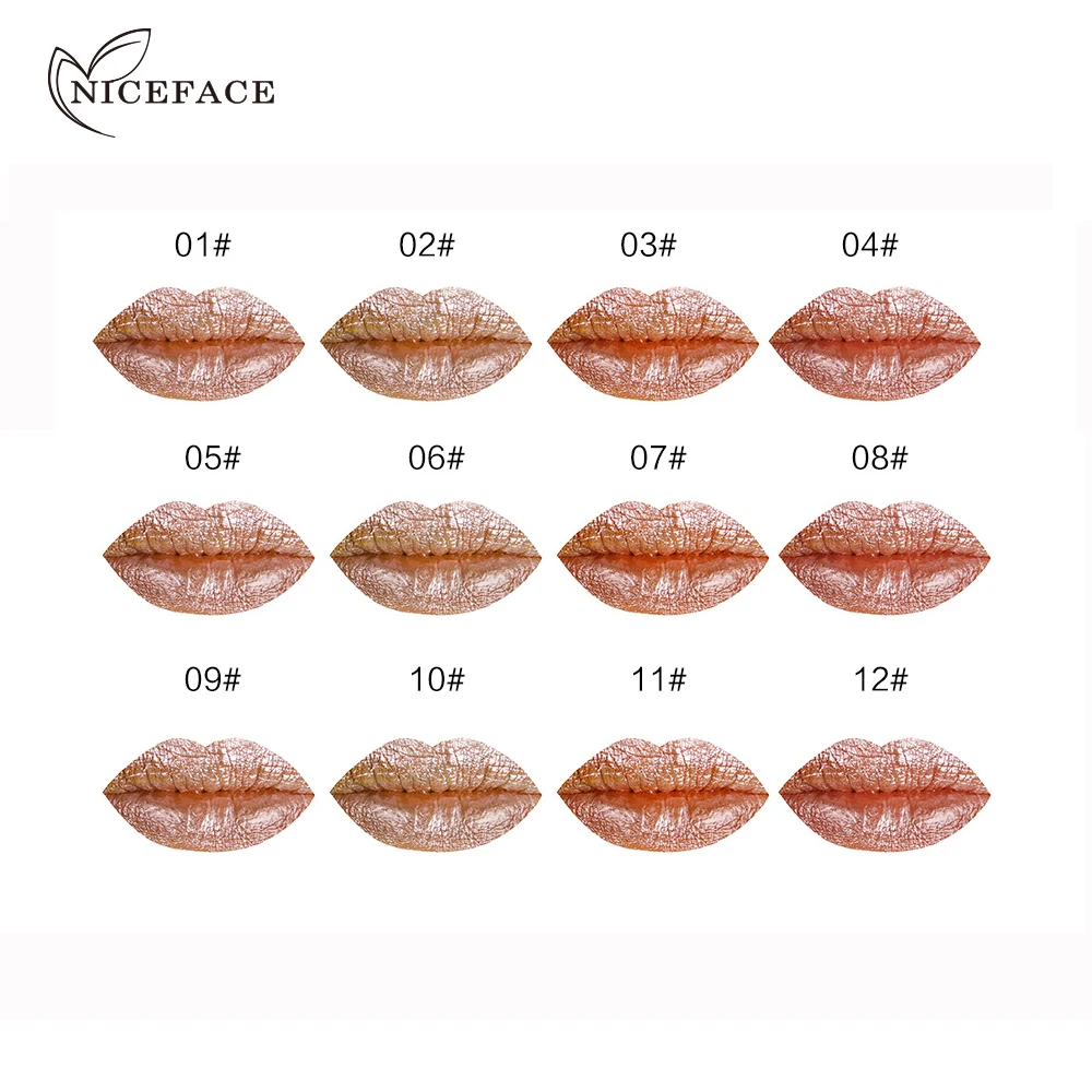 NICEFACE 12 Цвет очень Жидкий металл Губная помада Бронзовый Shimmer Hot Sexy металлик Блеск для губ Макияж Водонепроницаемый долго носить Средства ухода за губами