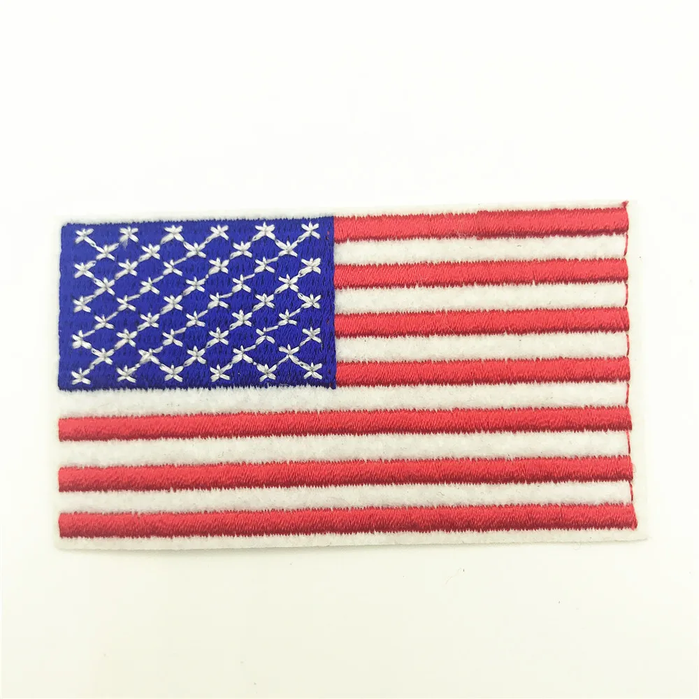 10pcs 4.5*8.0cm USA American US United States Flag Embroidered Patches Clothing Appliques Iron On Embroidered Badge Sticker