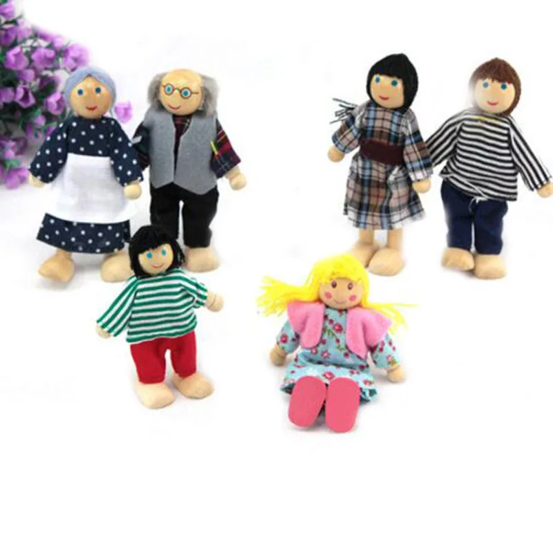 1 комплект декоративные Семья 6 человек совместное кукла игрушка-головоломка претендует Обучающие деревянные игрушки для новорожденных