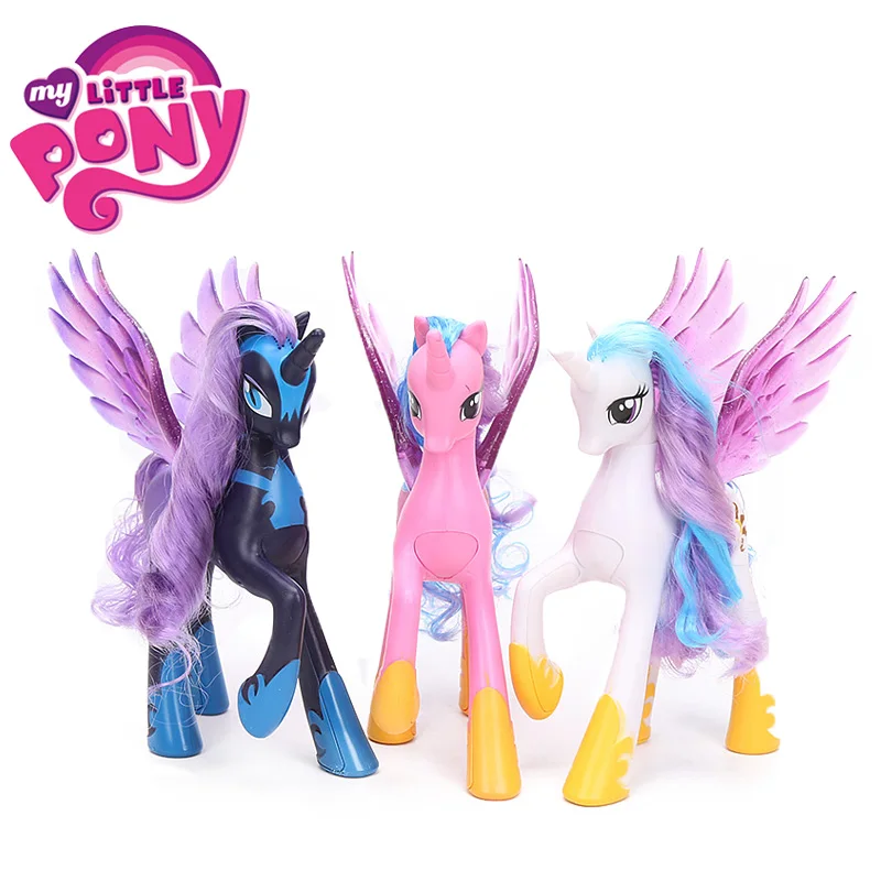 22 см игрушки My Little Pony Princess Celestia Glitter Luna Rainbow Dash Cadance PVC Фигурки Коллекционная модель