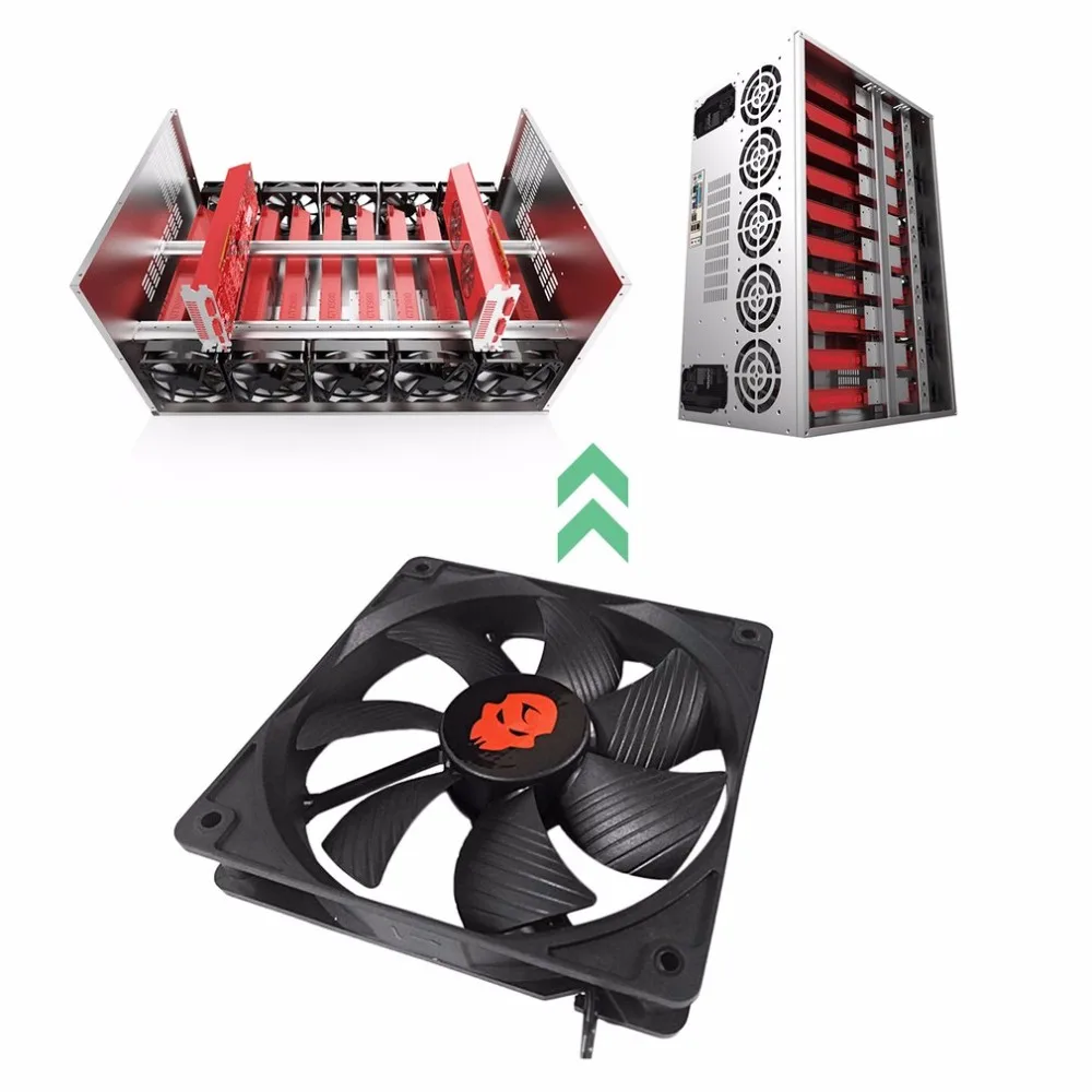 

4PIN 120mm DC 12V 1.6A 3000RPM Miner Mining Case Cooling Fan Dual Ball Bearing 154.5CFM Large Air Volume Cooling Fan