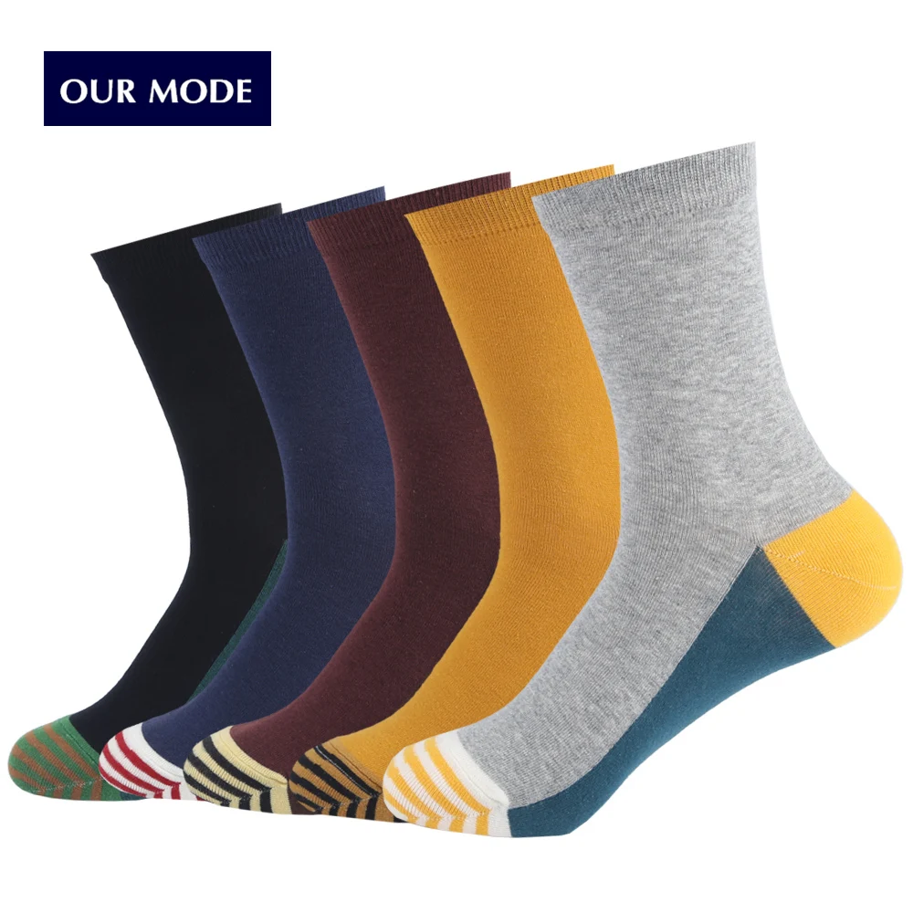 OUR MODE autumn winter high quality retro patterns long cotton socks for men fashion high socks