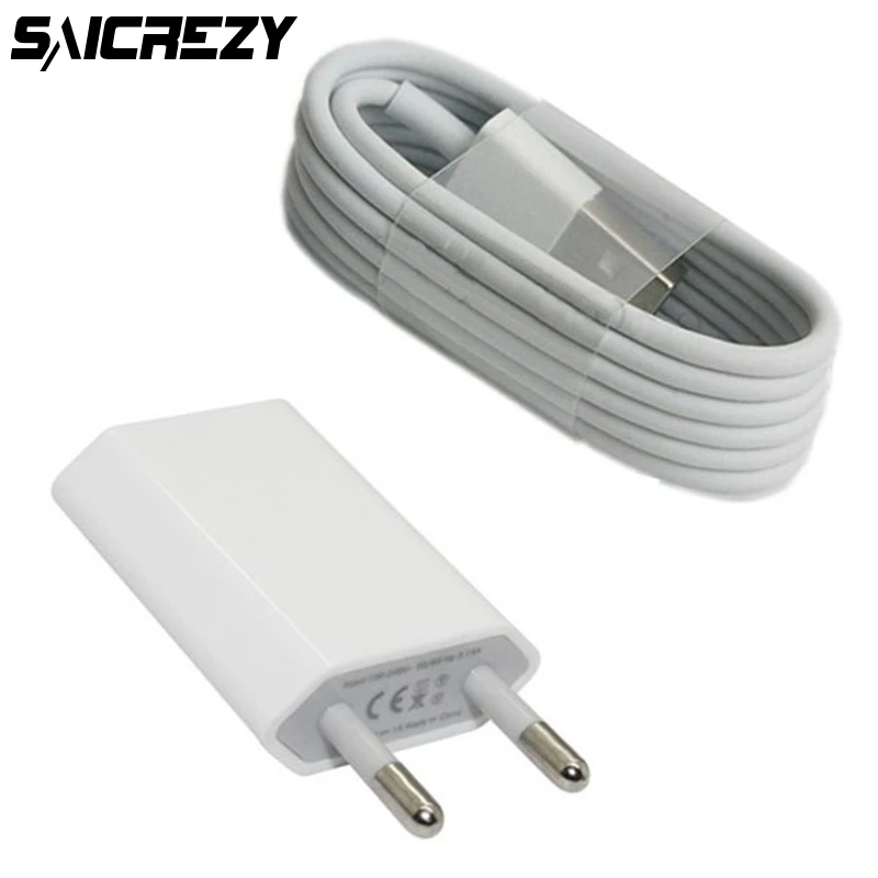 

High Quality USB AC Wall Charger + 8 Pin to USB Data Charging Cable for iPhone 8 7 6s 6 Plus 5 5c 5s SE X Xs Max Xr