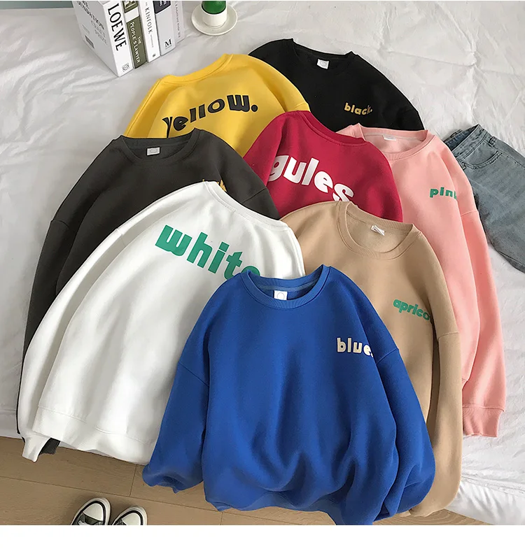 

Fashion Colorful Spring Autumn Plus velvet thickening Sweatshirt Male Large Size Warm Fleece Coat Men Crewneck Sweatshirts