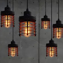 Lámpara colgante Retro de Metal para interiores, luces colgantes minimalistas LED, lámpara de jaula de hierro, accesorio de luz industrial