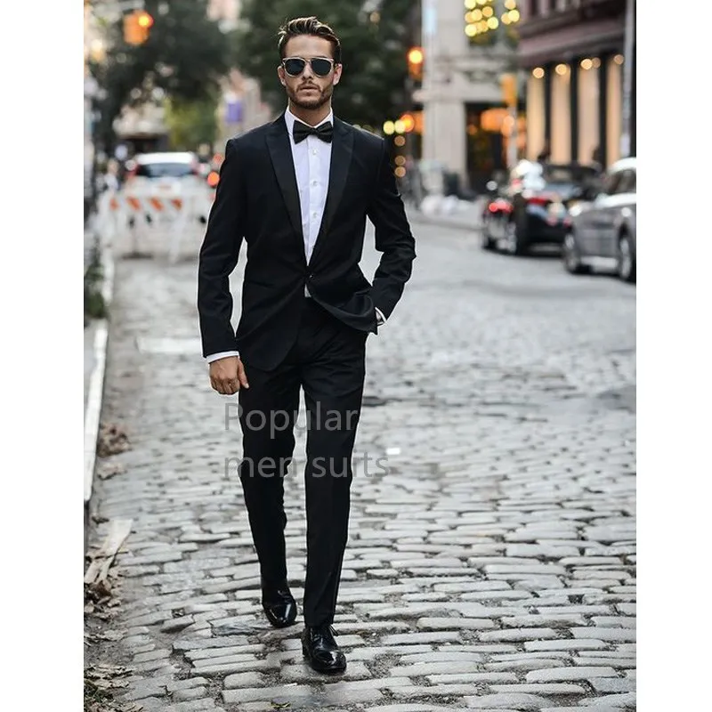 black suit with bow tie for wedding