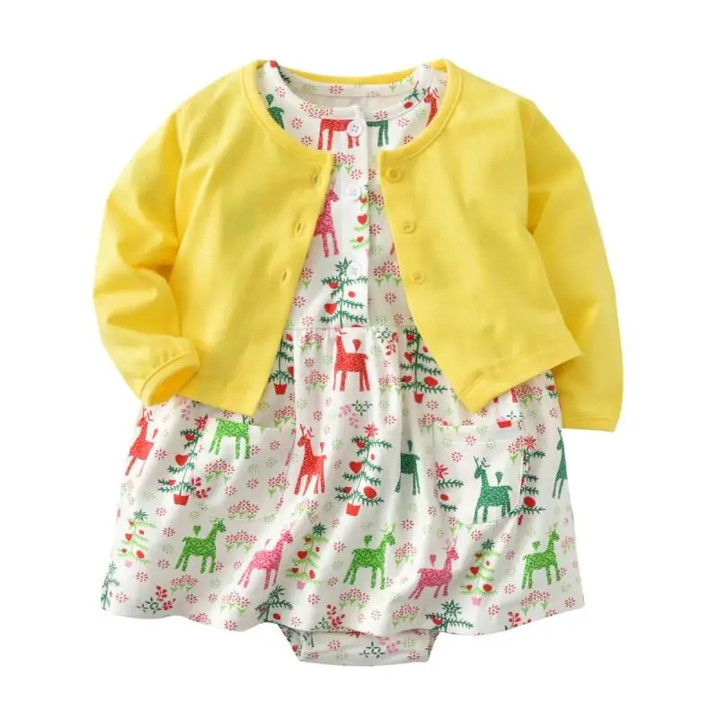 Боди для новорожденных девочек г. Весенне-летнее пальто с длинными рукавами+ платье с короткими рукавами комплекты из 2 предметов для маленьких девочек