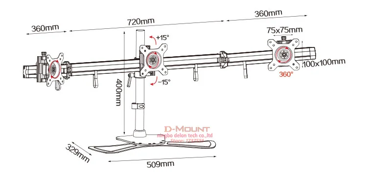 DL-NP230 тройной экран 15-2" ЖК-телевизор настольный монитор Настольный держатель три поддержка Led кронштейн lcd