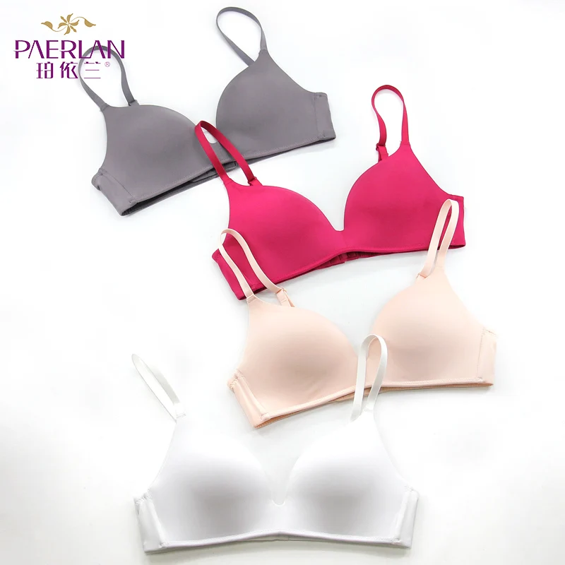 Online PAERLAN caída alambre libre Push Up Sexy Delgado tres cuartos 3 4 Copa sujetador ninguno cómodo sin costura de una sola pieza sólida mujer ropa interior