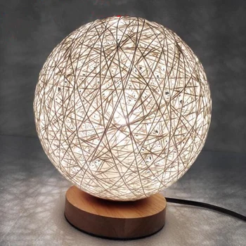

Romantic Round 220v Rattan Ball design Takraw night light table lamp hallway bedside wall light for home decoration