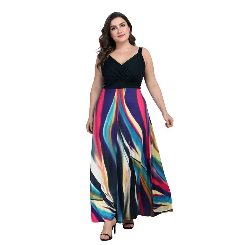 

summer dress 2019 Camouflage gradient sling deep V sexy sling waist show thin plus size bandage frocks for women beach dress