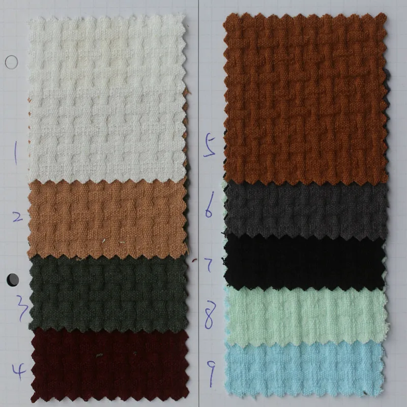 

WC12005 White gray black brown color Waffle fabric Jacquard 100% Cotton Fabric for clothes rob 325 gsm 5 meters small wholesale