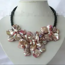 Цена 16new^^^^ классический многоцветной барокко пресноводные культивированный жемчуг оболочки цветок ожерелье