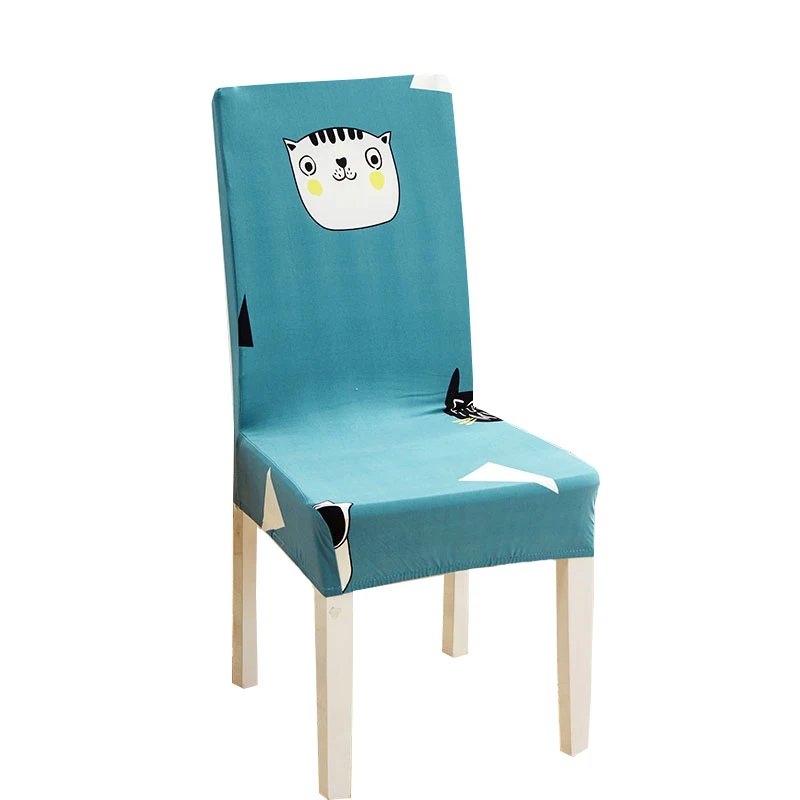 

Cute Cat Lemon Floral Chair Cover Cartoon Animal Print Seat Cover Anti-dirty Elastic Banquet Wedding Dining Party Seat Case