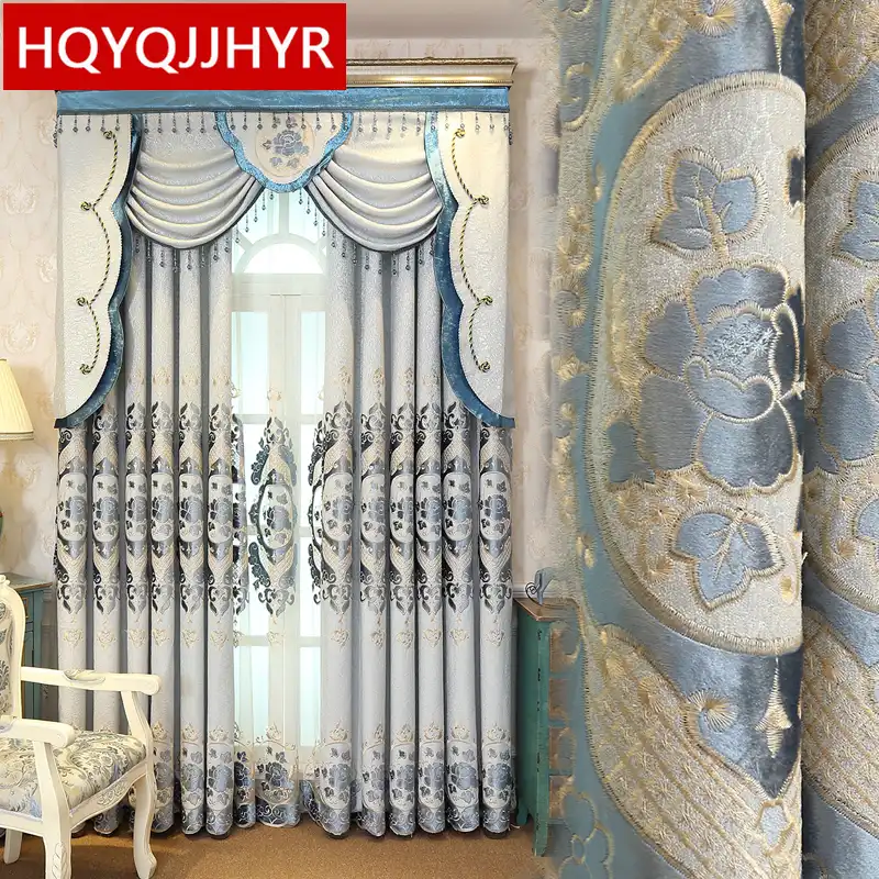 Роскошные Европейский легкий тон теплые жаккардовые плотные шторы для гостиной