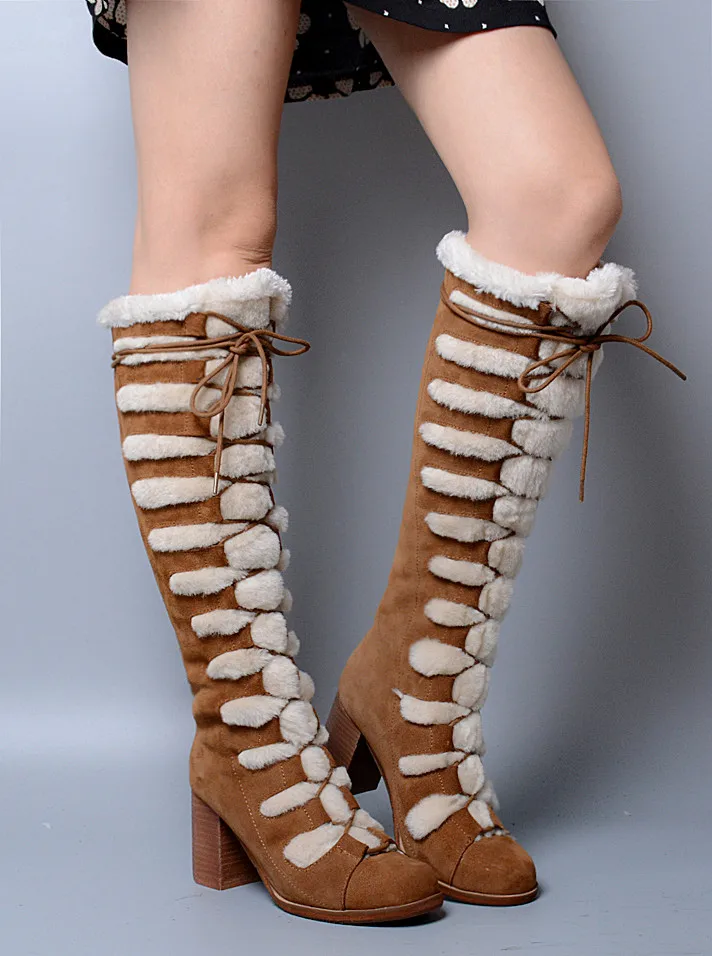 Fashion Winter Women's Boots Knee High Boots Thick Heel High-Heeled Long Boots Cotton-padded Warm Snow Boots Shoes Woman PPO094 Wholesale Shoes