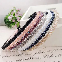 Горячих Женщин Ручной Повязка Цветок Кристаллические Шарики Hairband Волос Группа Головной Убор 7FP3